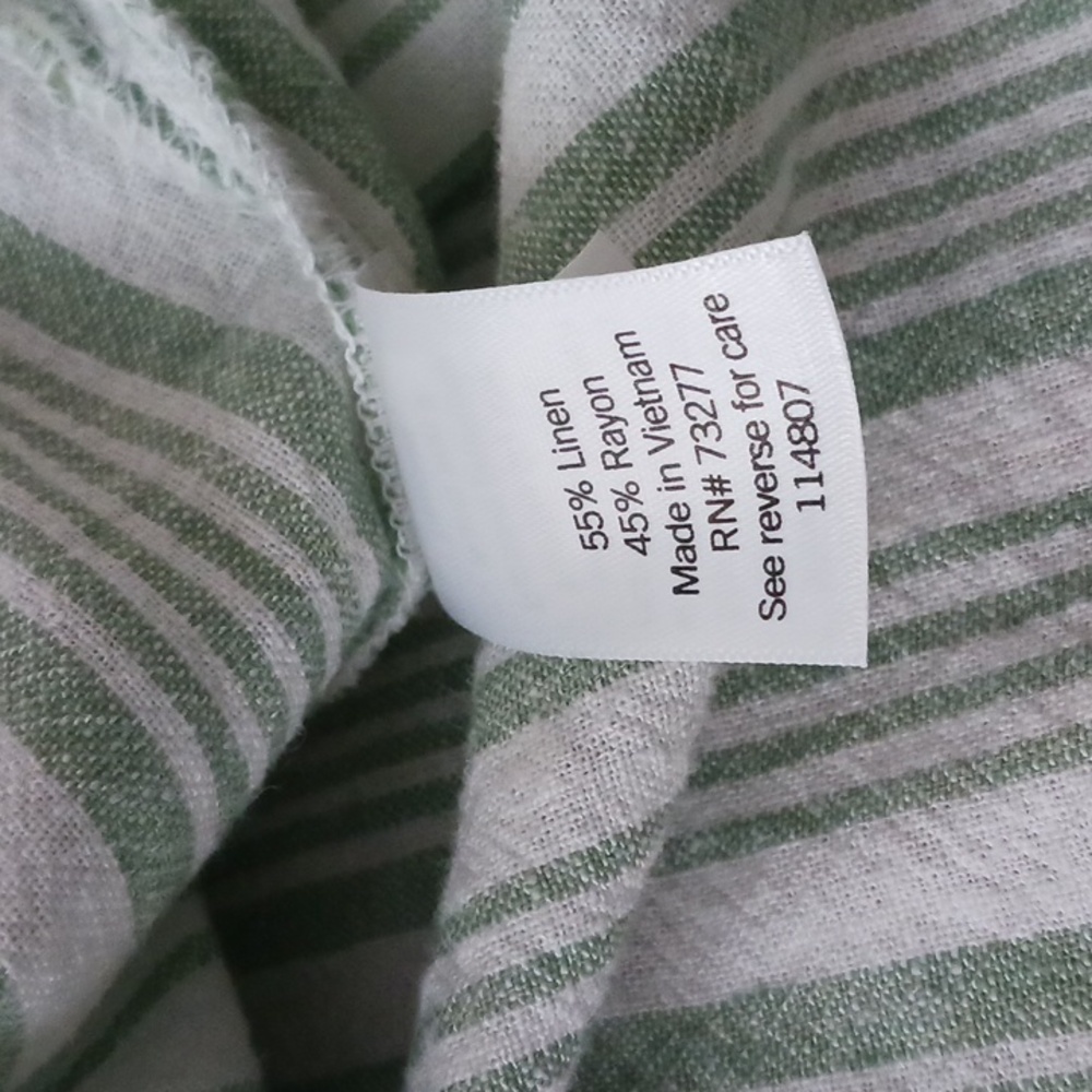 Croft & Barrow Short Sleeve Striped Button Down Linen Blend Top Size S - Picture 13 of 15